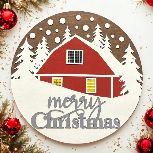 Red Cabin in Woods Sign