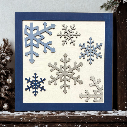 Snowflake-Blue Frame-Shelf Sign
